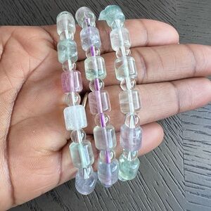 Fluorite barrel bracelet 6.5